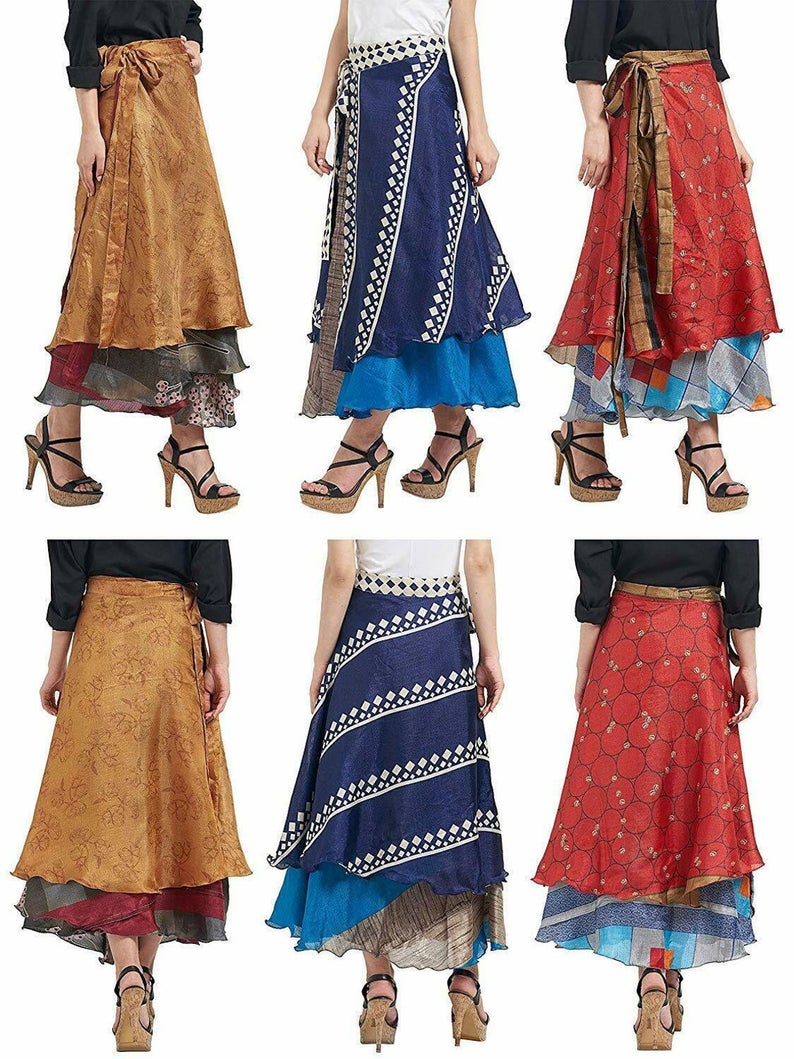 Vintage Indian Silk Wrap Skirts ...